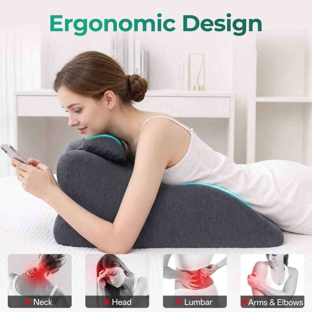 Cuscino ergonomico in memory foam ¨C Minimal ¨C grigio scuro, per sollievo reflusso e dolori schiena