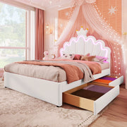 Letto imbottito 140 x 200 cm con LED, cassetti e testiera regolabile