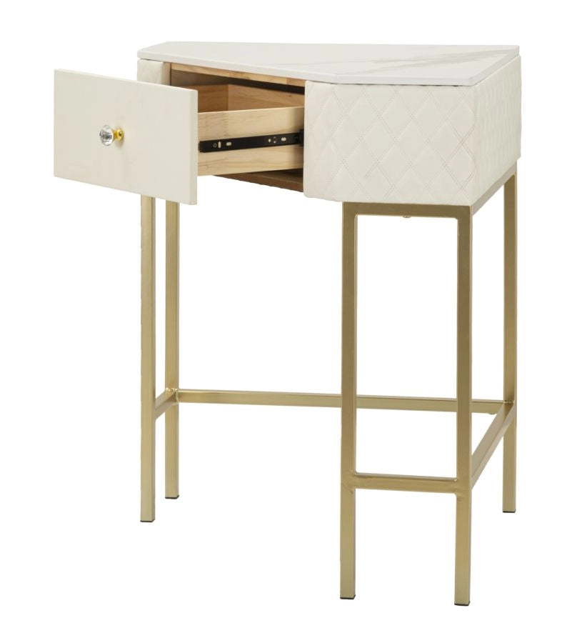 Console Angolare Sharon 84,5x60x77 cm in Pino e MDF e Metallo e Plastica