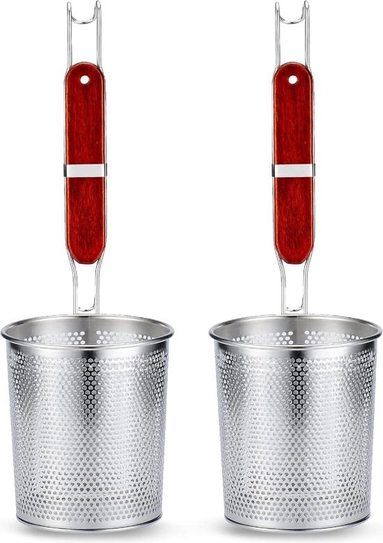 2 pastazze di acciaio inossidabile microforate a manubrio, set di pastazza, set di maccheroni, pastamandola (diametro 12 cm)