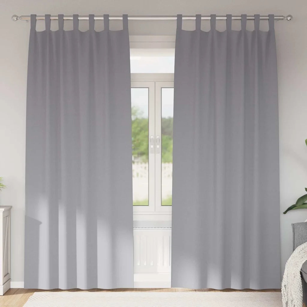vidaXL Tende con tende 2 pcs Grigio chiaro Poliestere