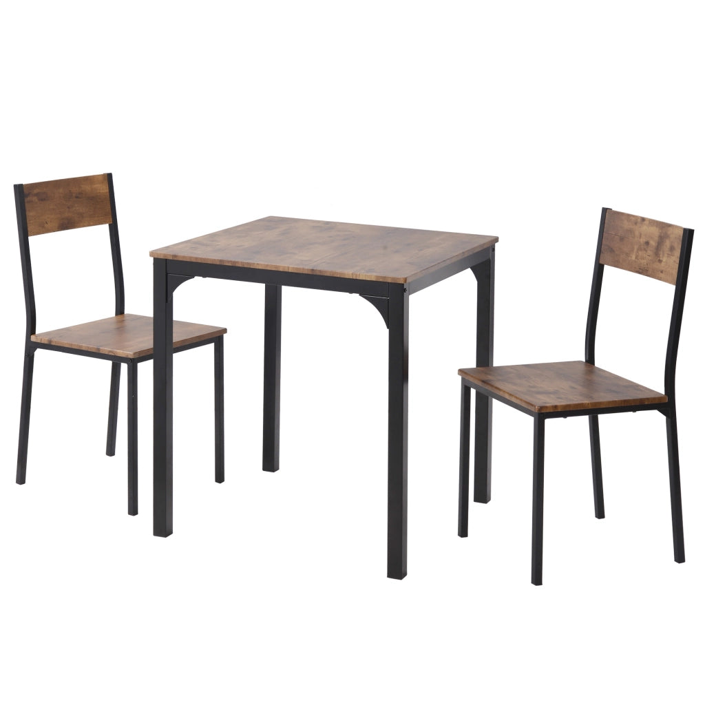 Set da pranzo con tavolo e 2 sedie, design salvaspazio, colore marrone