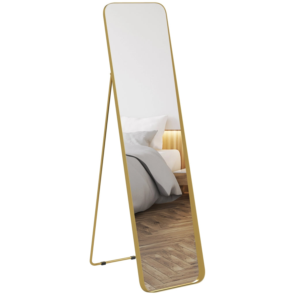 Specchio a figura intera ¨C zephmum ¨C freestanding, inclinabile, metallo, MDF, 160x40 cm, oro