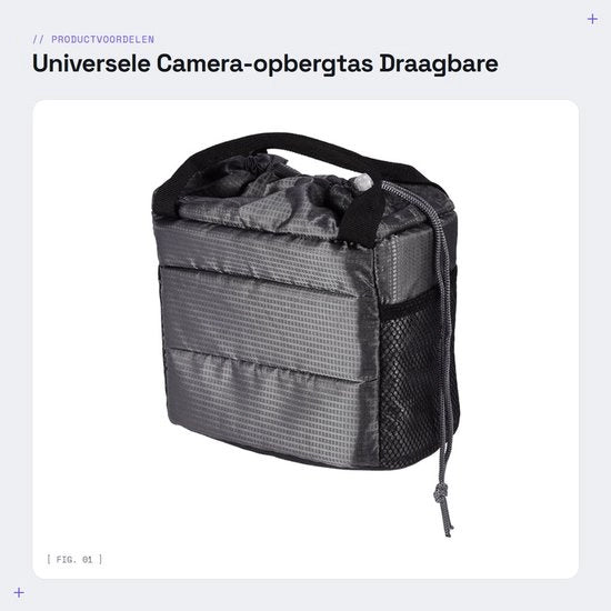 Camera-opbergtas universale - Portatile - Resistenti all'acqua e shock - Grigio - Estensibile con innesco - Adatto per Fotocamere