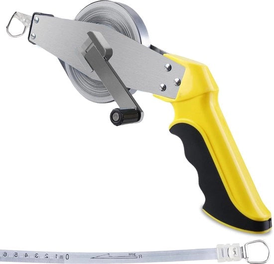 Misuratore di metallo a rullo di alta precisione 30 m lungo con superficie anti-slip e impugnatura softgrip - per boschivi, tagliaboschi e cantieri di costruzione - misuratore di ingegneri