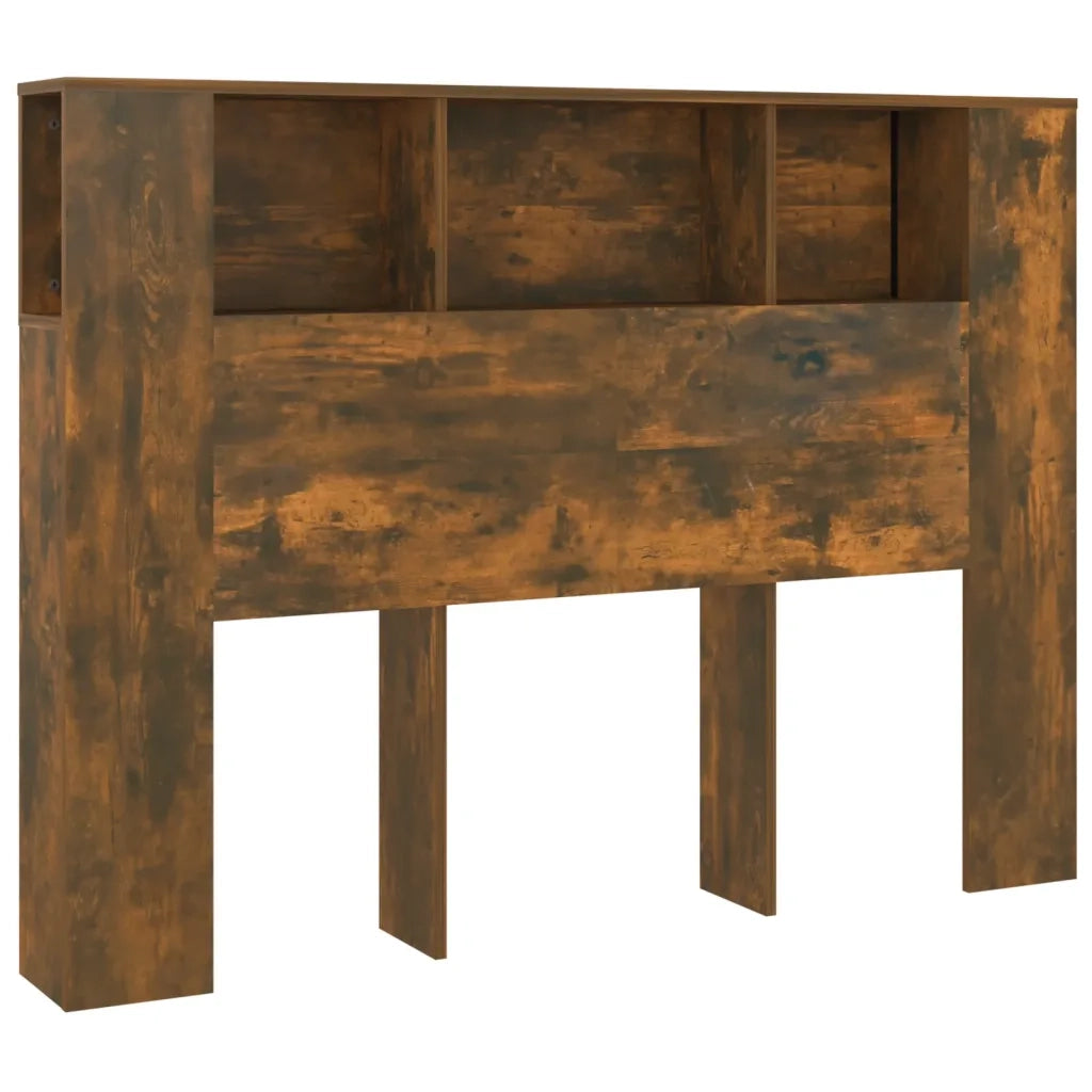 Testiera con Scomparti-Testata con Ripiani Rovere Fumo 140x18,5x104,5 cm