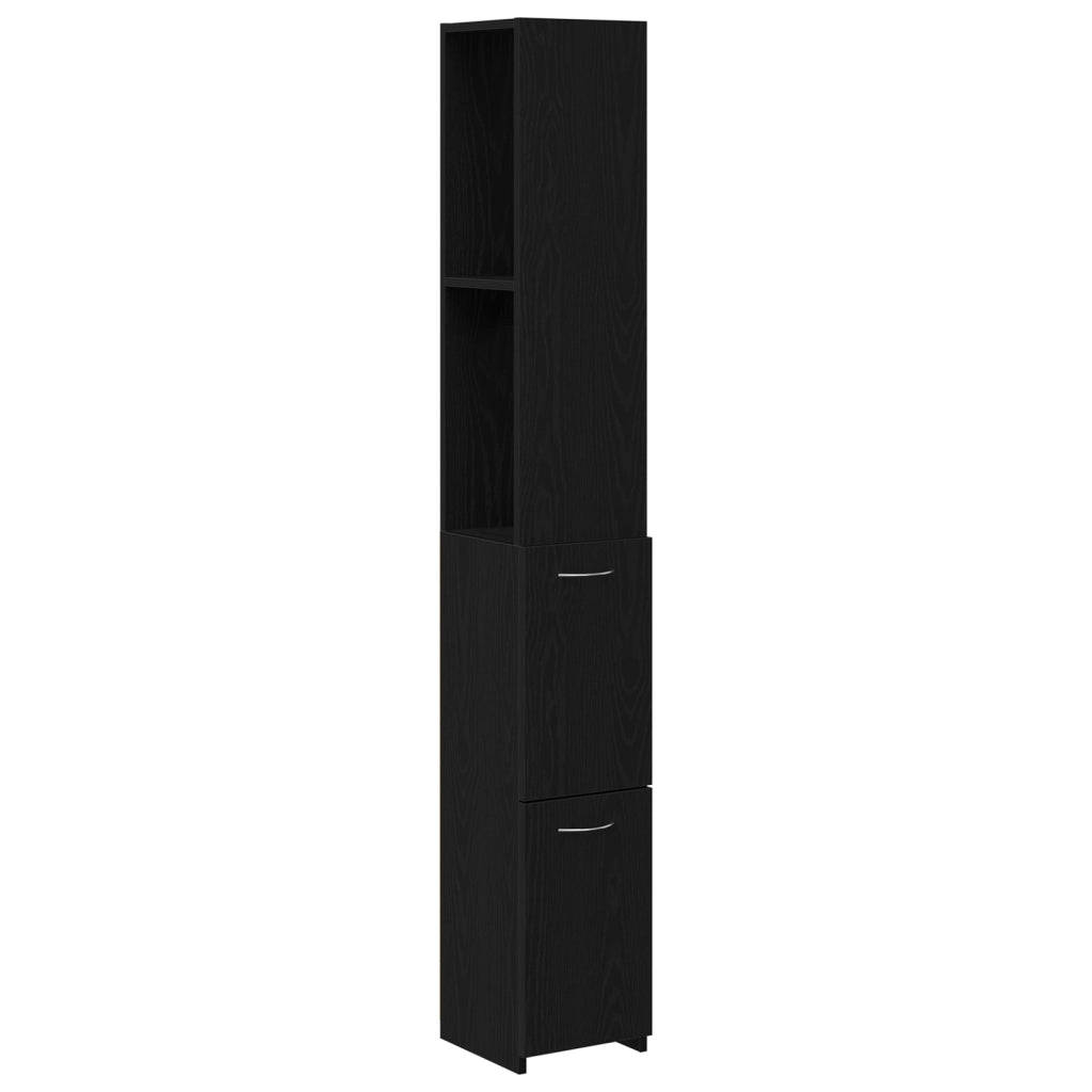 Armadio da bagno  Nero Rovere 25x25x170 cm in legno ingegnerizzato