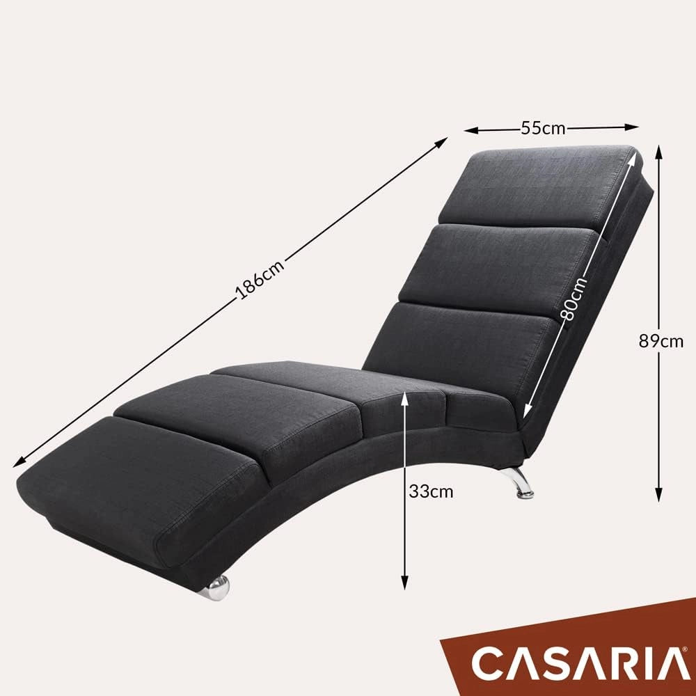® Poltrona Chaise Longue Funzione Massaggiante e Termica 186x89x55cm Lettino Relax Sdraio Ergonomico in Tessuto Imbottito Portata 180 kg Soggiorno Ufficio Interno Reclinabile Lettura