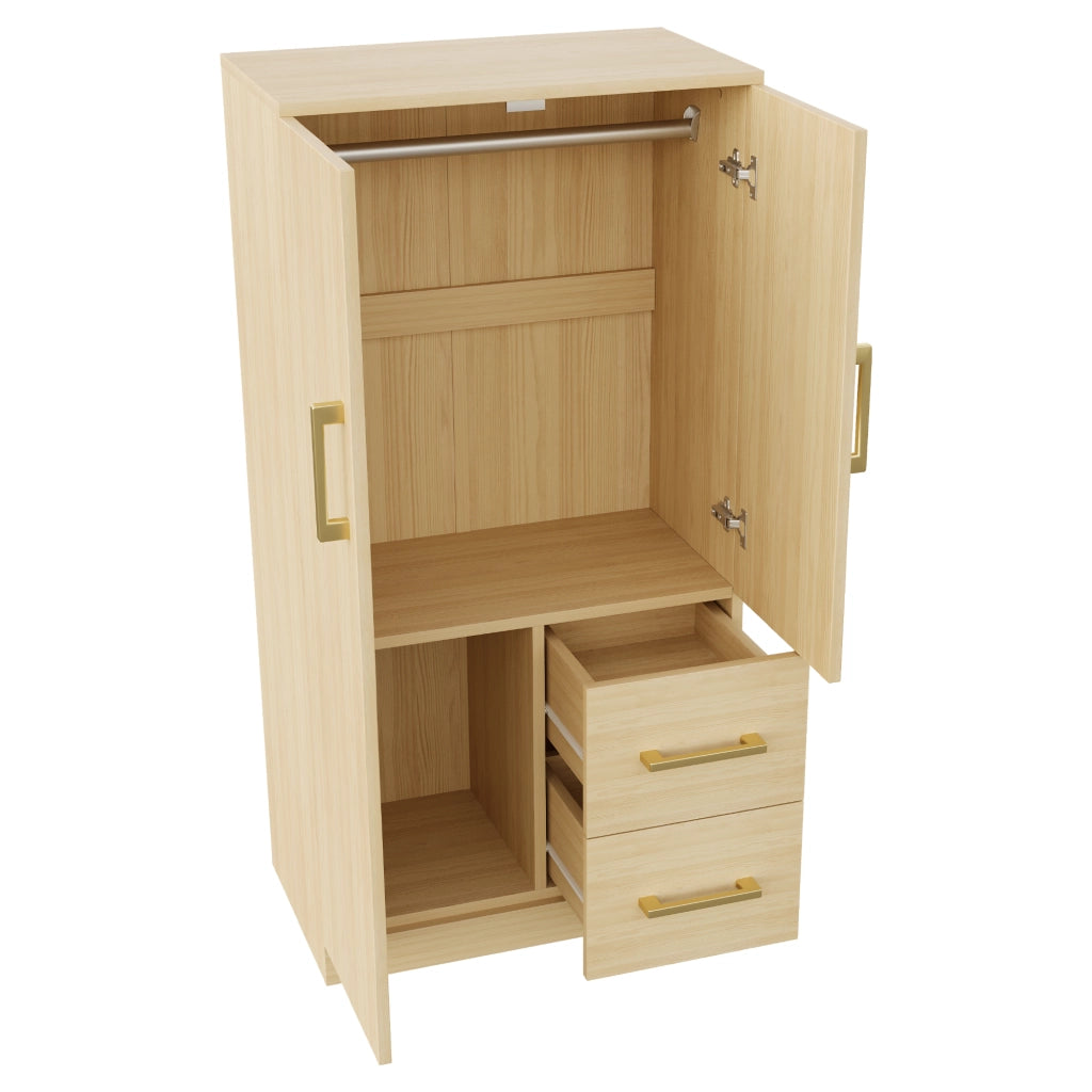 Armadio con 2 ante, 2 cassetti e vano contenitore per camera da letto e stanza bambini 70 × 40 × 135 cm
