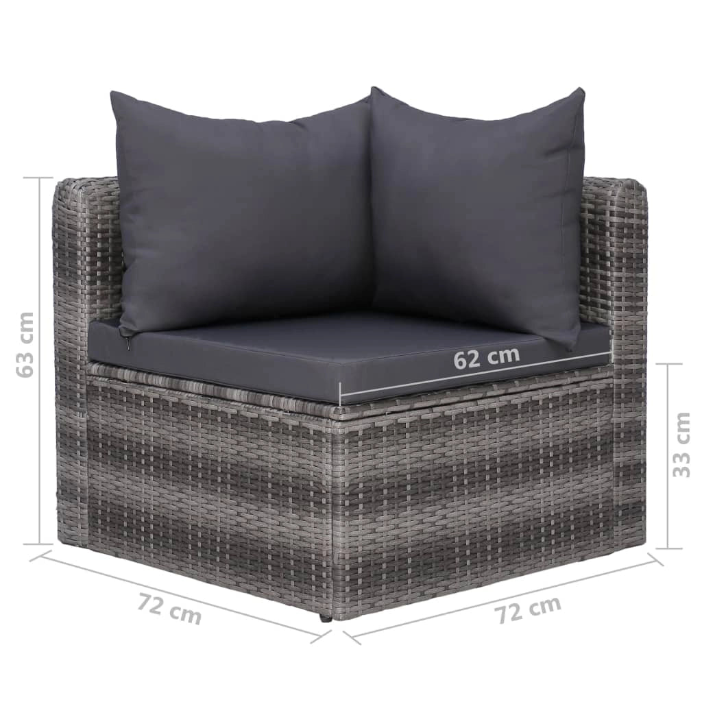 Set di mobili da giardino mobili da esterno 8 pezzi con cuscini resina intrecciata grigia 02_0017684