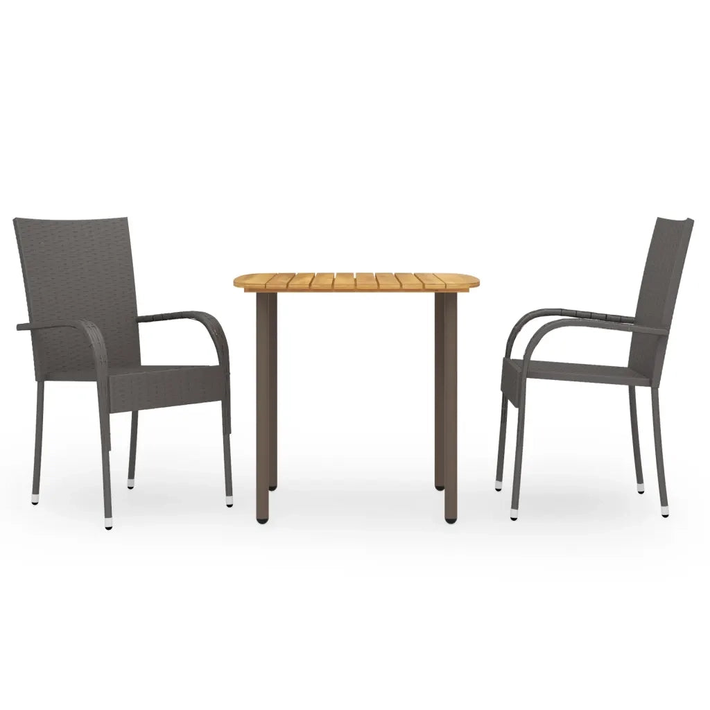 Set Mobili da Pranzo per Giardino 3 pz Polyrattan Marrone cod mxl 40166