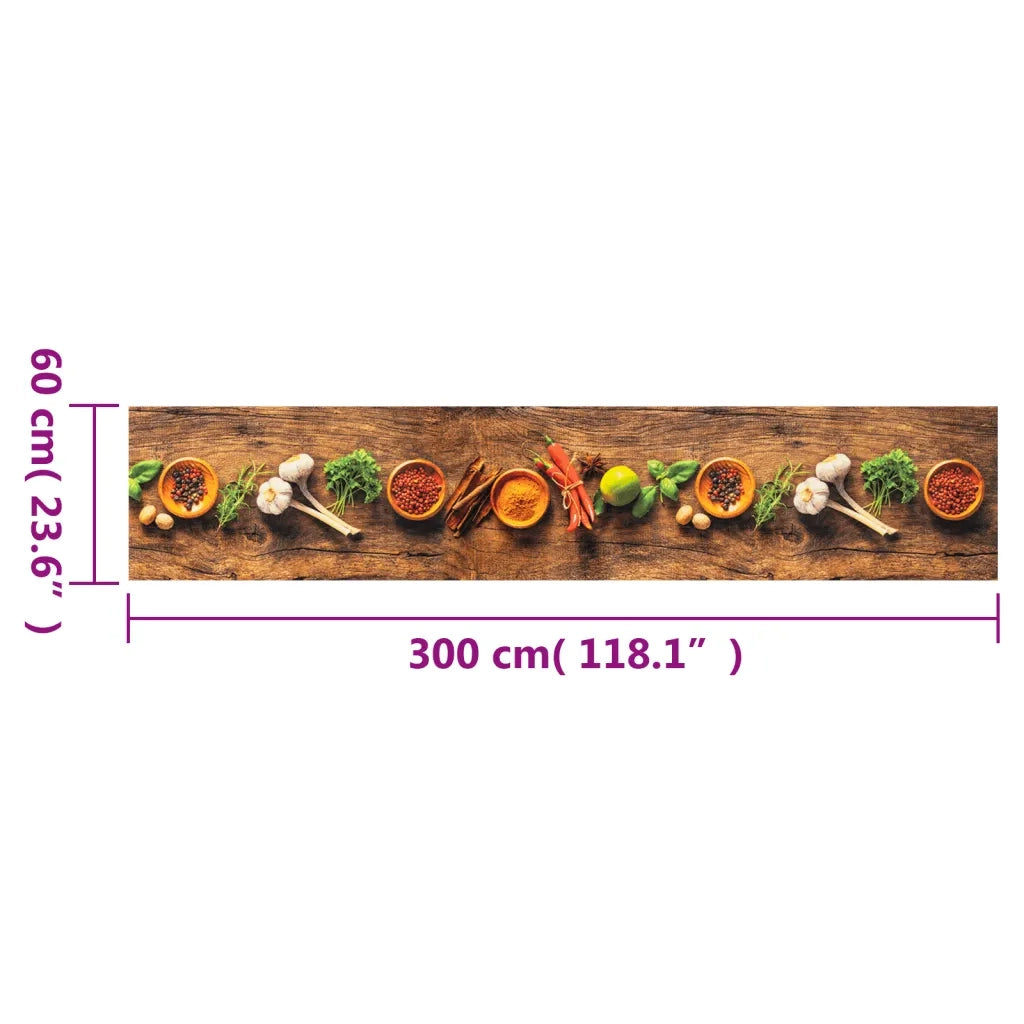 Tappeto da Cucina Lavabile Spezie 60x300 cm Velluto 4005607