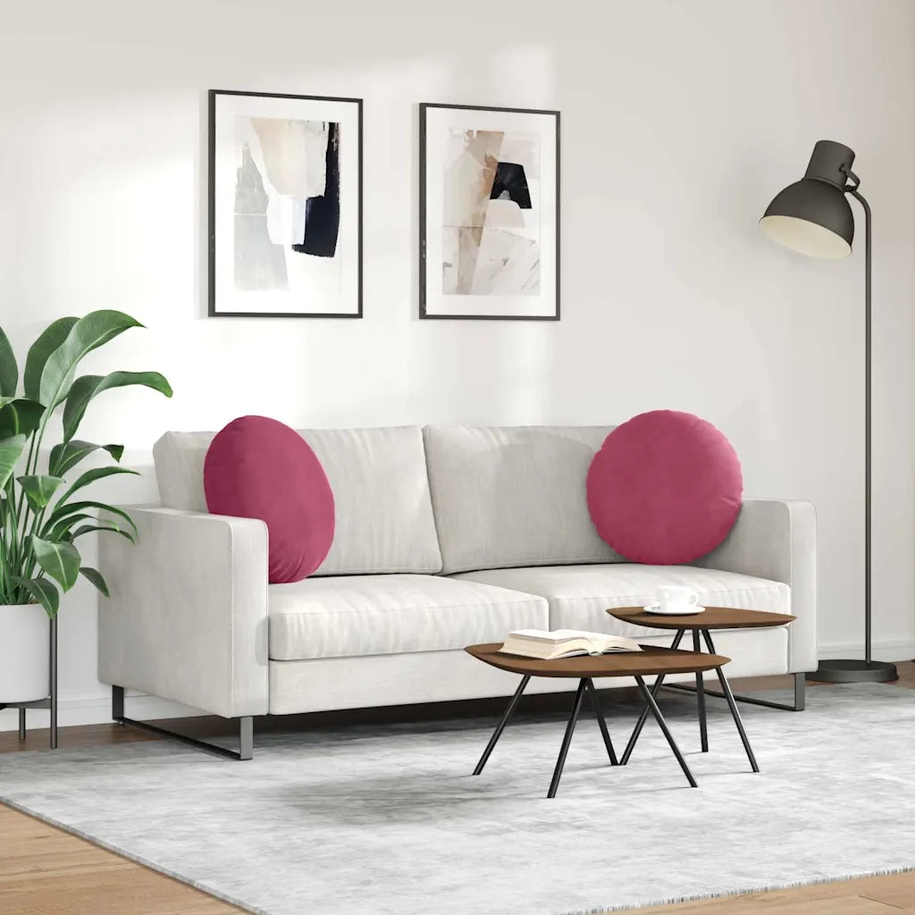 Cuscini per Seduta 2 pcs Rosso Vino Ø50 x 19 cm Velluto