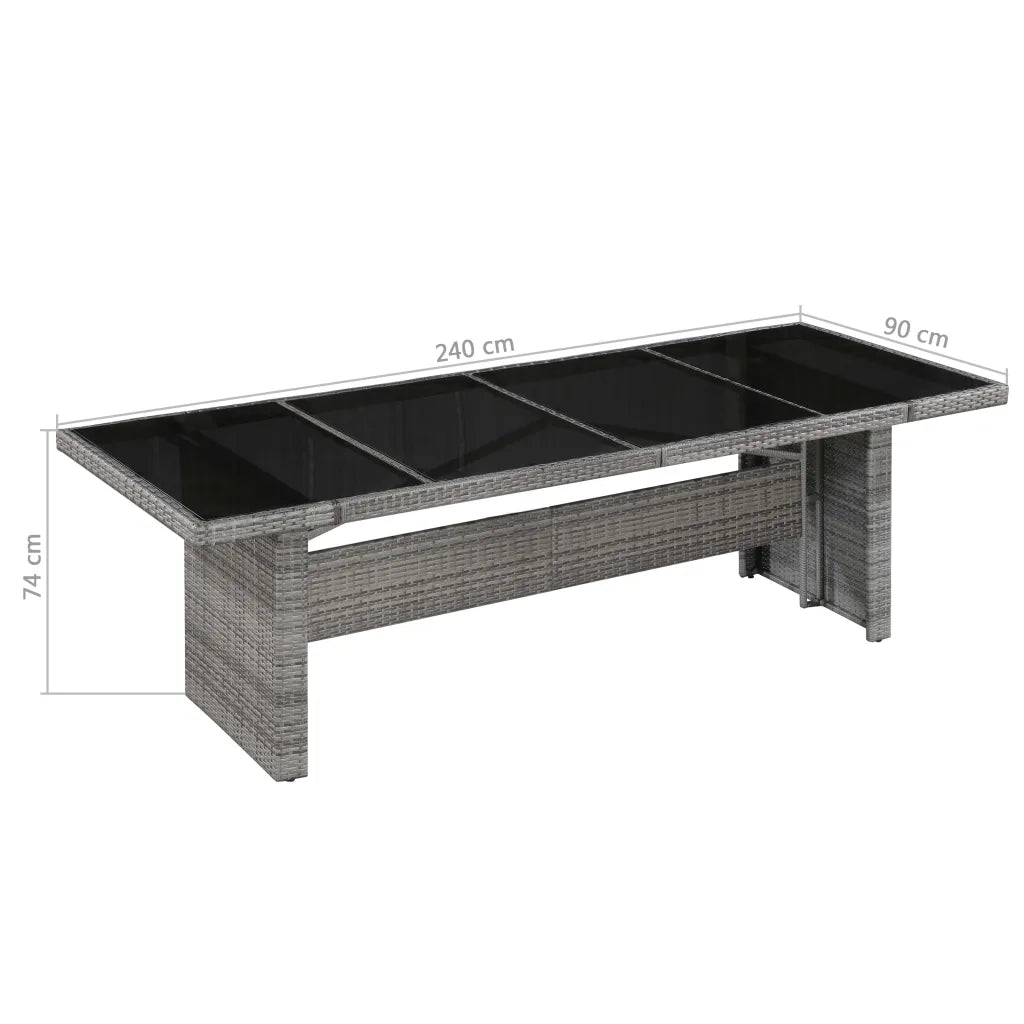 Tavolo da Giardino | Tavolino da esterno 240x90x74 cm in Polyrattan e Vetro