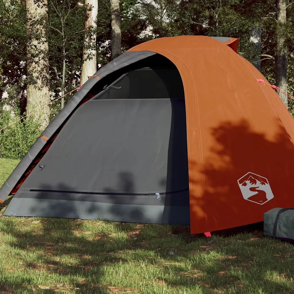 Tenda da Campeggio a Cupola 4 Persone Grigio e Arancione 94337