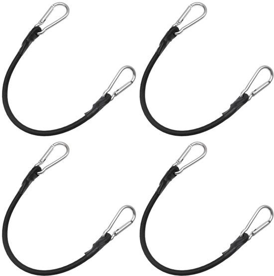 Corda bungee con ganci 4 pezzi Expander cinture di sostegno con ganci Cinture di bagaglio 43 cm manubrio in gomma Corda bungee per campeggio Bagaglio Viaggi (nero)