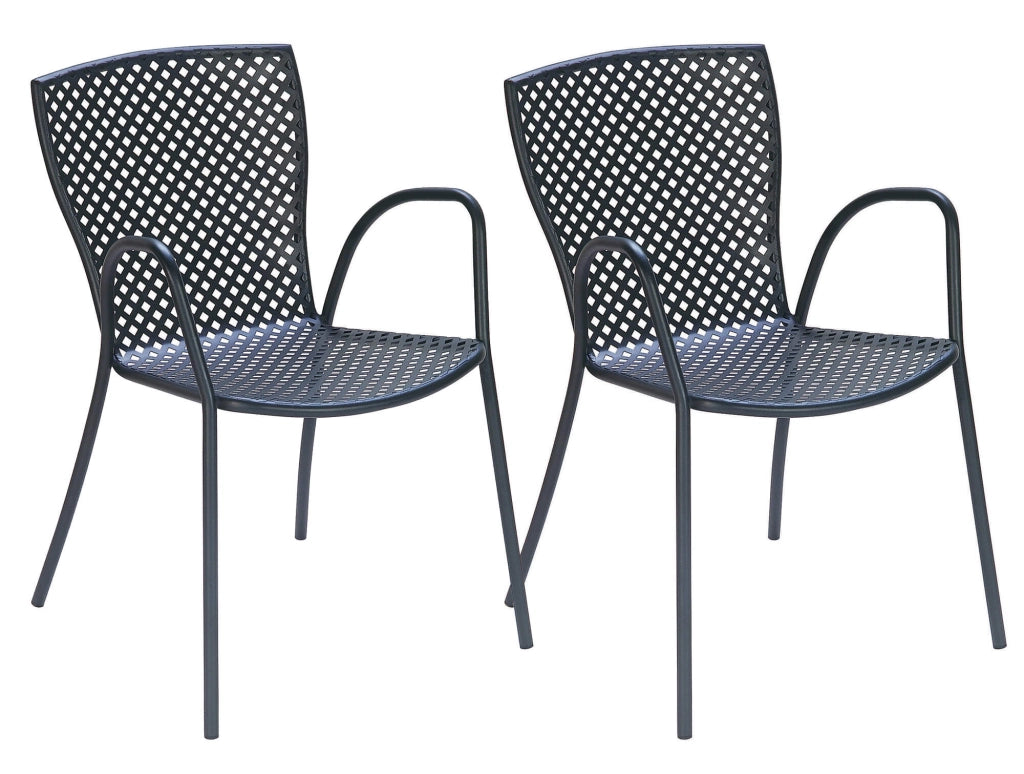 Set 2 Sedie da Giardino 56x62x84 cm in Acciaio con Braccioli RD Italia Sonia Antracite