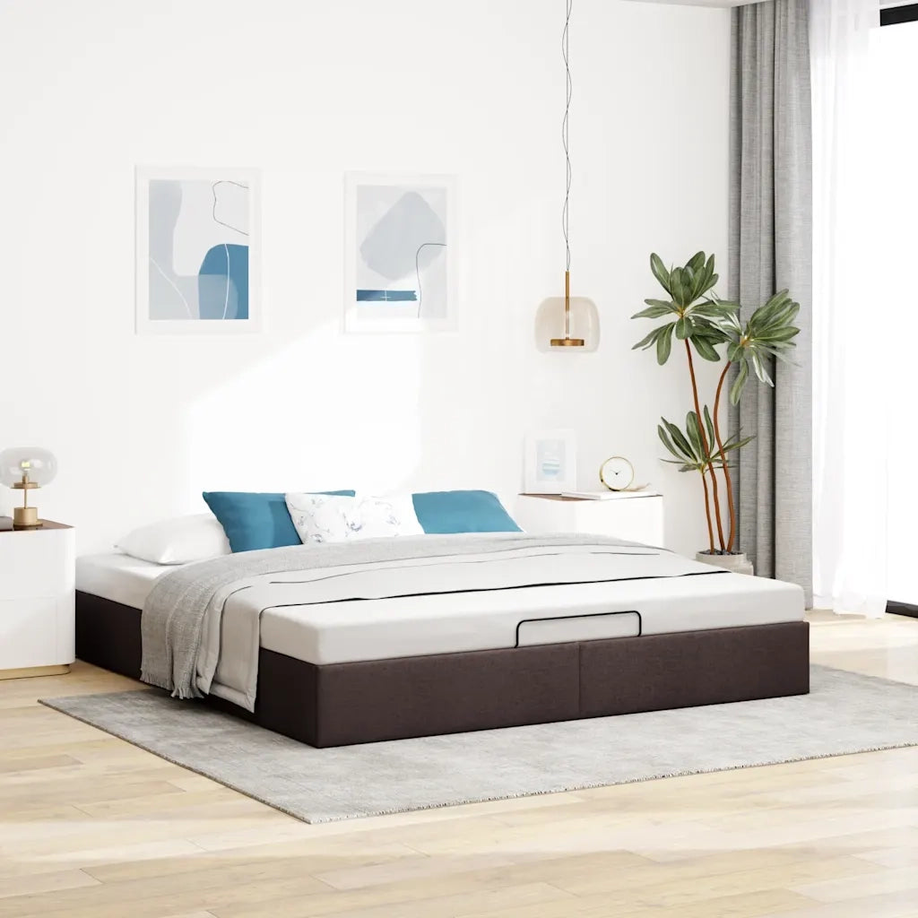 Struttura Letto Pouf senza Materasso-Giroletto 200x200 cm in Tessuto
