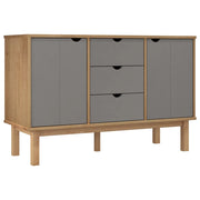 Buffet credenza cassettiera armadio mobile contenitore organizer per cucina soggiorno salotto 113,5 x 43 x 73 cm legno massello di pino grigio 02_0036187