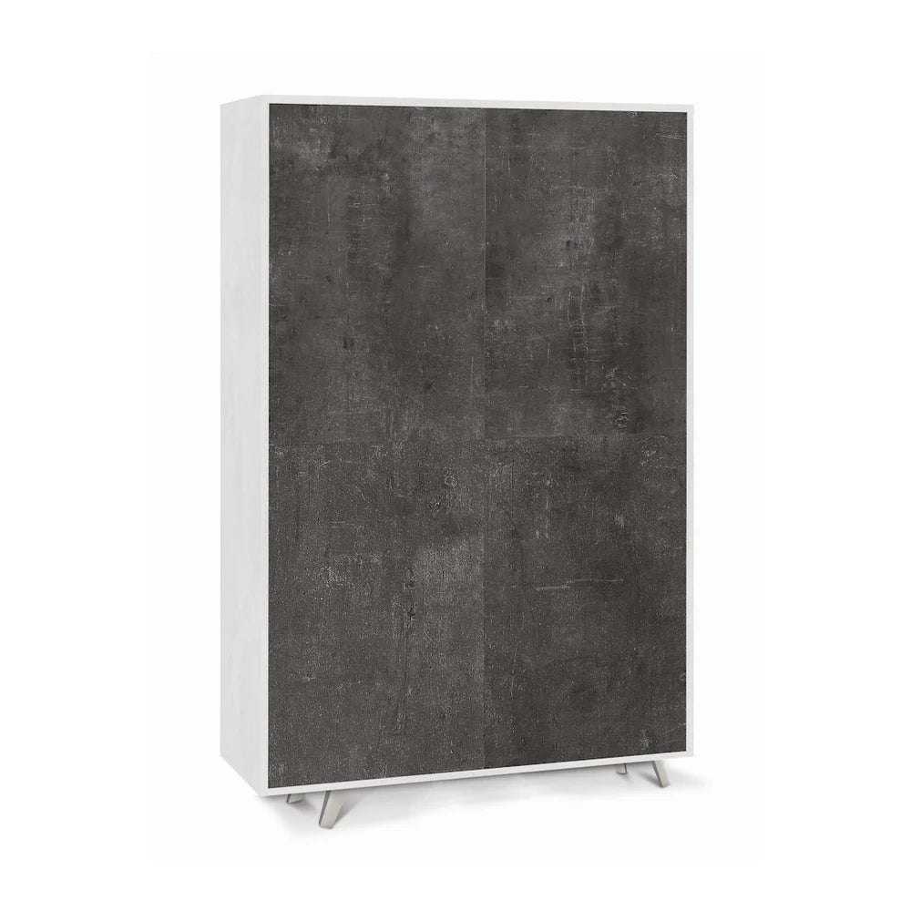 Armadio mobile 4 ante con apertura push-pull 107x41x169h cm in kit colore Ossido bianco e Ossido nero