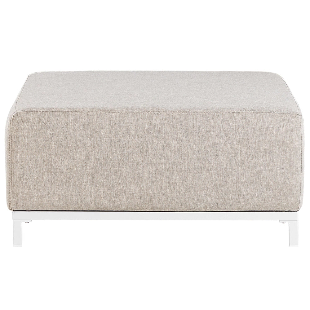 Pouf Rivestimento in poliestere beige Gambe in alluminio bianco Struttura in metallo Resistente all'acqua per esterni e interni