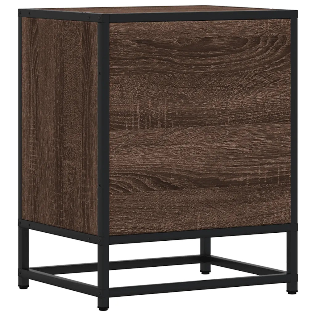 vidaXL Comodini Rovere Marrone 2 pz Legno Multistrato Metallo