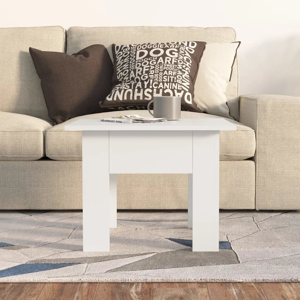 Tavolino da Salotto-Tavolino da soggiorno Bianco 55x55x42 cm in Legno Multistrato