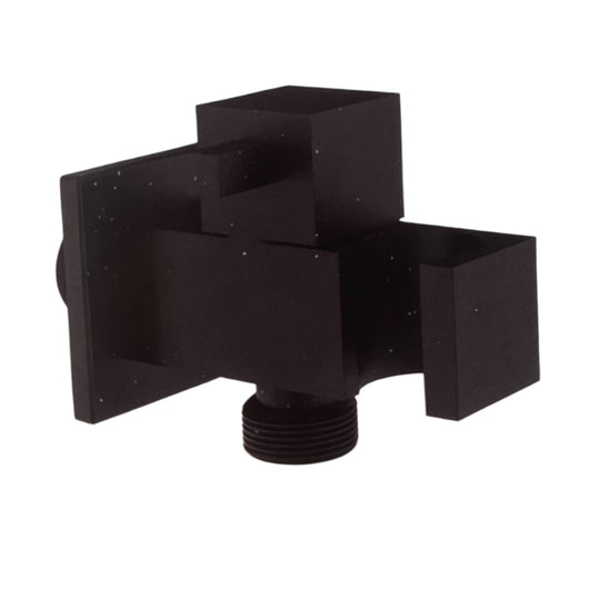 Presa acqua quadrata nera opaca con rubinetto e supporto