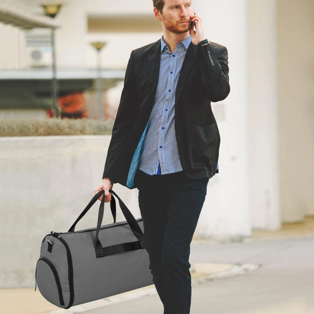 Borsa da trasporto 2-In-1 convertibile con tasca per scarpe, borsa da viaggio per viaggi d’affari/fine settimana/palestra 50L per uomini donne (Grigio Scuro)