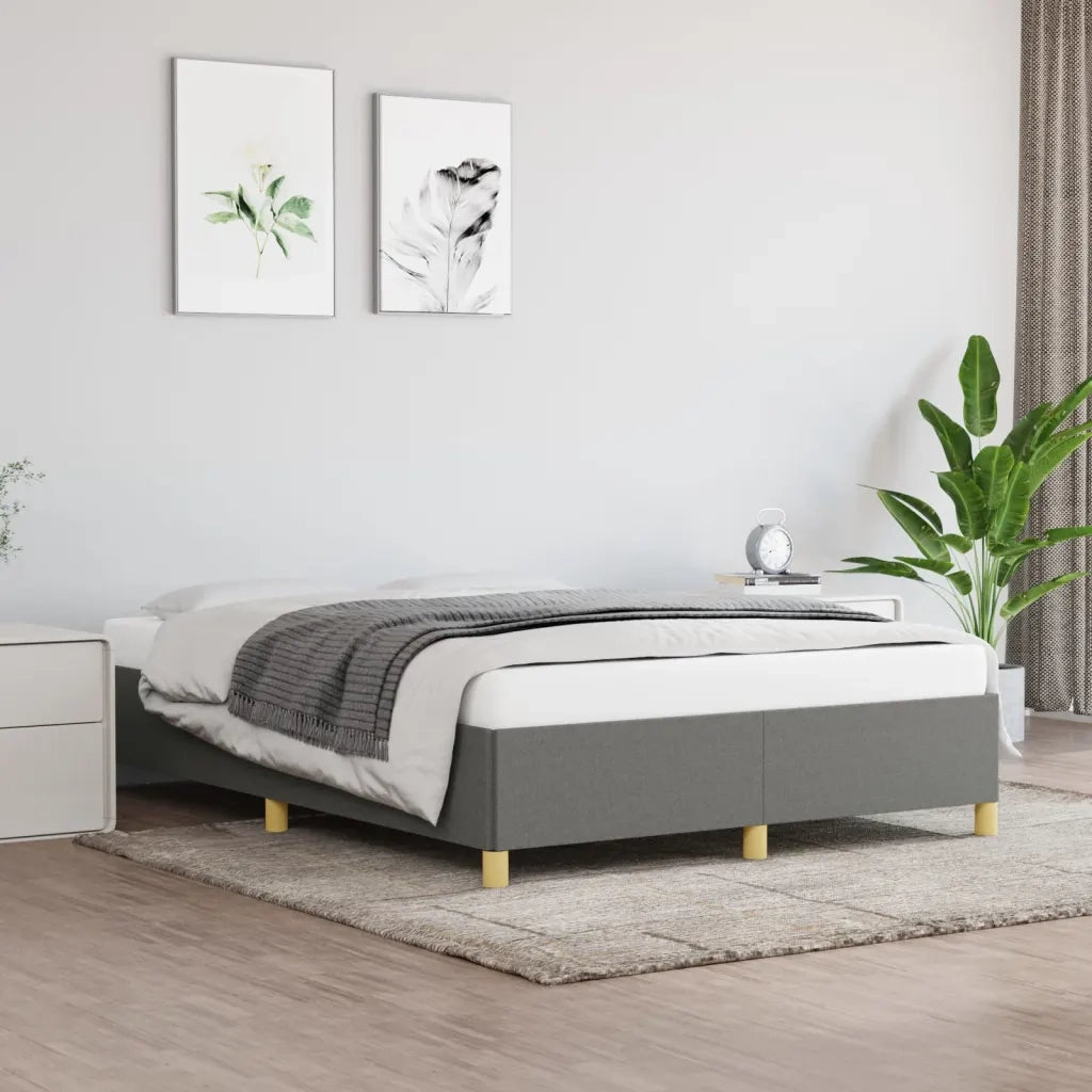 Letto matrimoniale | Letto per adulti | Giroletto senza Materasso Grigio Scuro 140x200 cm Tessuto