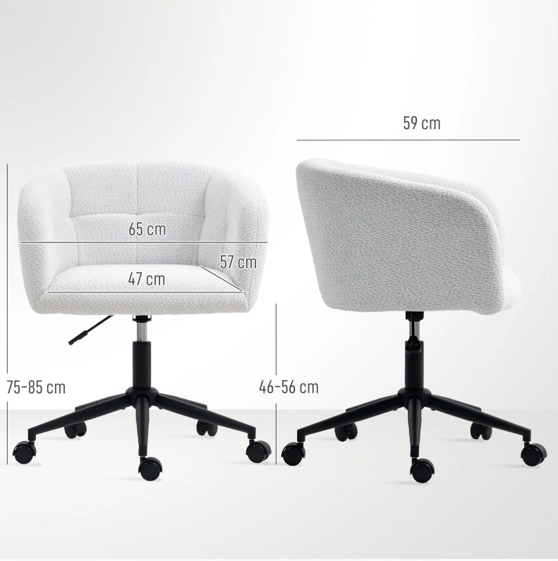 Sedia da ufficio girevole in poliestere color crema