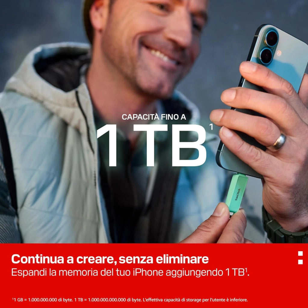 Unità per telefono con USB Type-C 1 TB (per smartphone, tablet e computer, velocità fino a 150 MB/s, backup automatic, recupero dati) - Seafoam Green