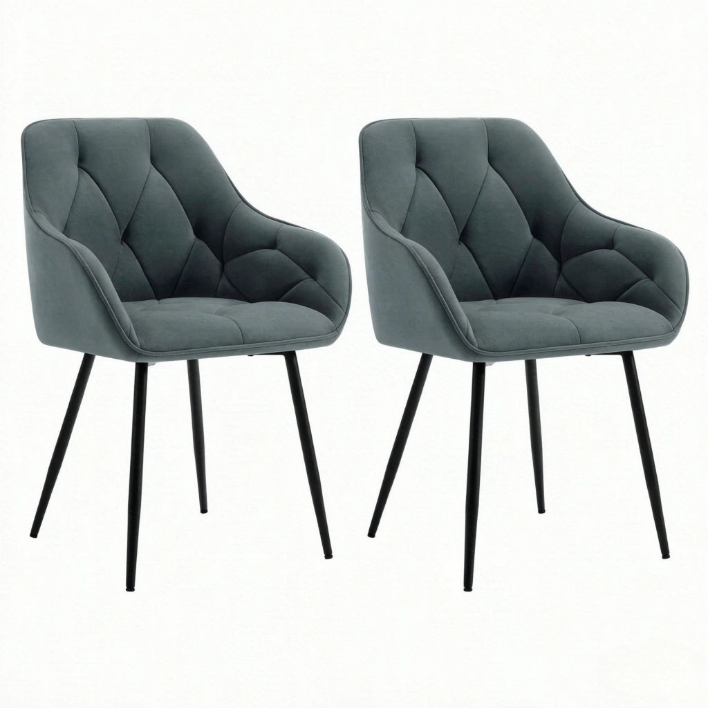 SEDIA da pranzo ergonomica 45,5x45x83,5 cm velluto grigio scuro Set da 2 pezzi
