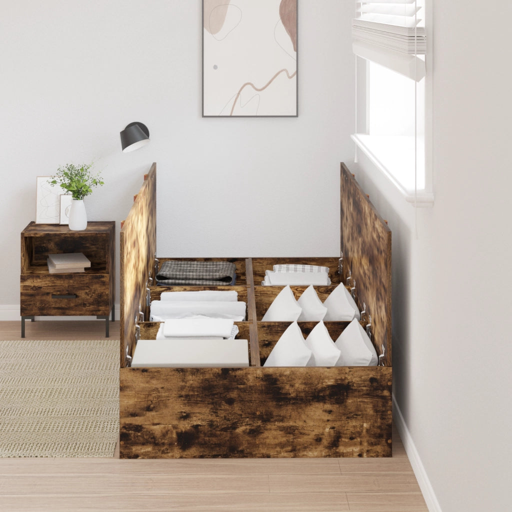 Struttura letto con contenitore  in rovere affumicato 90x200 cm
