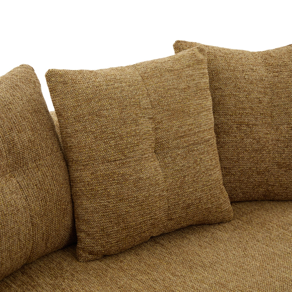 Divano a 2 posti in ciniglia con cuscini extra spessi e seduta profonda, senza montaggio, senape 164 × 92 × 60 cm