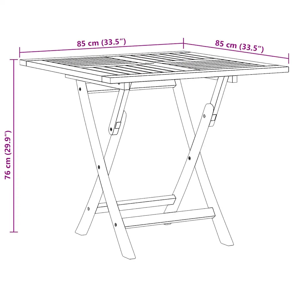 Tavolo da Giardino Pieghevole 85x85x76cm Legno Massello di Teak 47419
