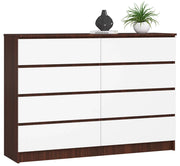 Cassettiera AKORD K140 Wengé 138 cm 8 cassetti inserto frontale Bianco 138x40x99 cm