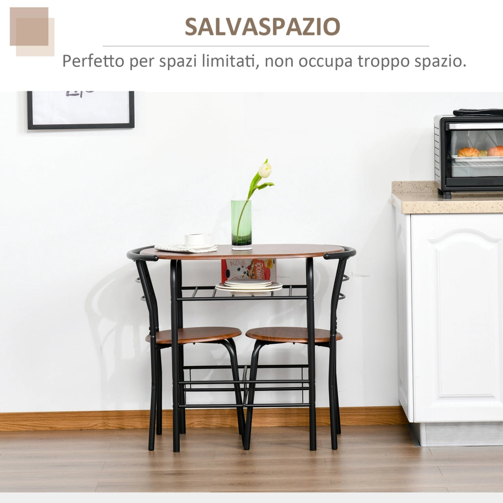 Set Tavolo da Pranzo con 2 Sedie ¨C zephmum ¨C Legno, Marrone e Nero