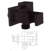 Presa acqua quadrata nera opaca con rubinetto e supporto