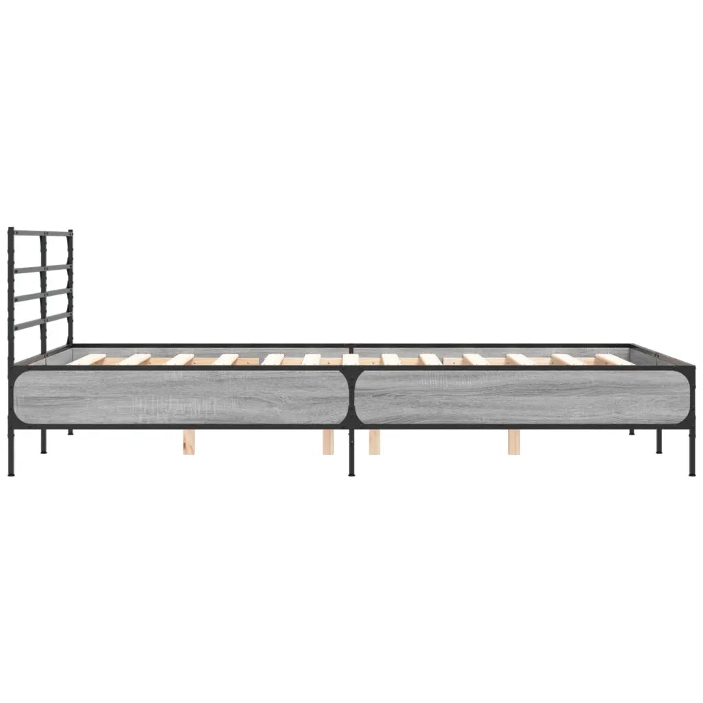 Letto matrimoniale | Letto per adulti | Giroletto Grigio Sonoma 120x190 cm in Legno Multistrato Metallo