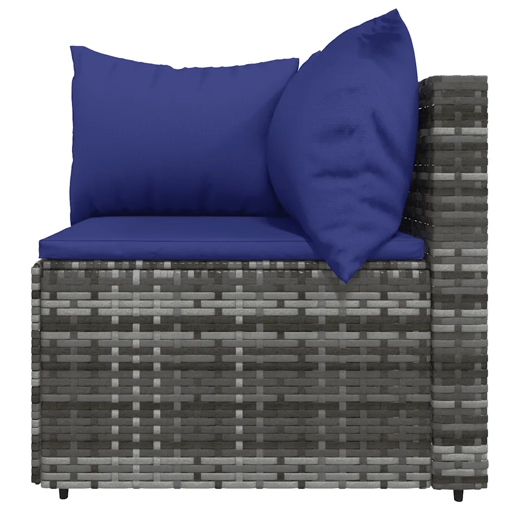 Set Divani da Giardino 3 pz con Cuscini in Polyrattan Grigio 319846