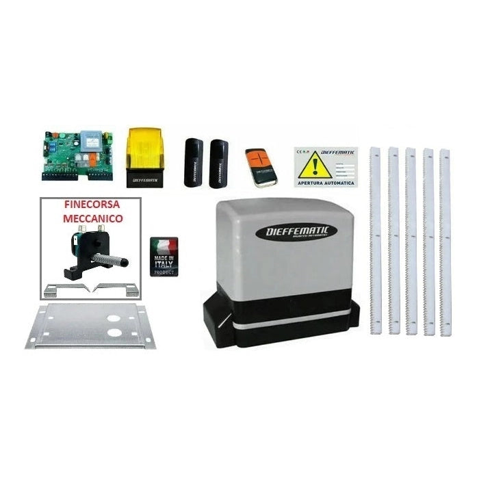 Kit Motore Kv6 230 V Automazione Cancello Scorrevole 5 Mt Cremagliera Zincata