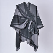 Sciarpa con lacci di nuovo stile, elegante mantello in cashmere spesso con spacco