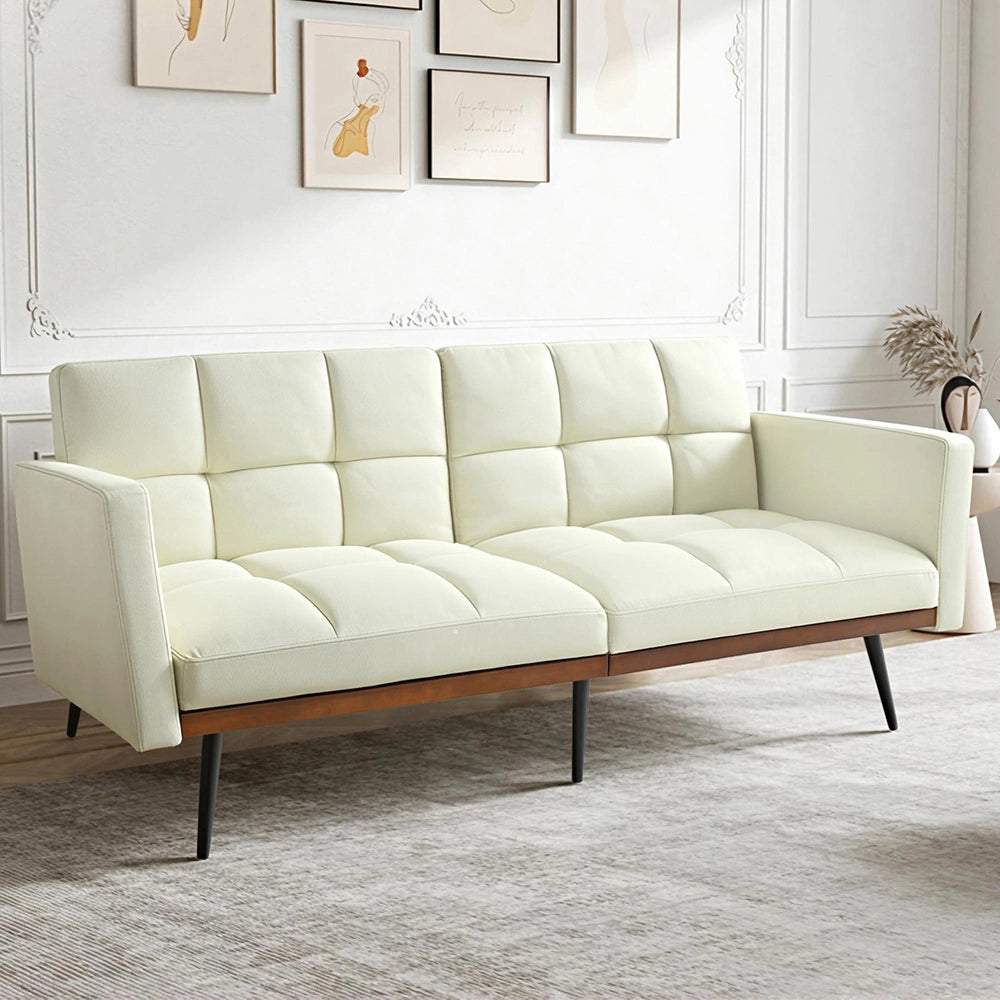 Divano futon moderno - Xylo - 146 cm - Beige - Schienale regolabile in 5 posizioni