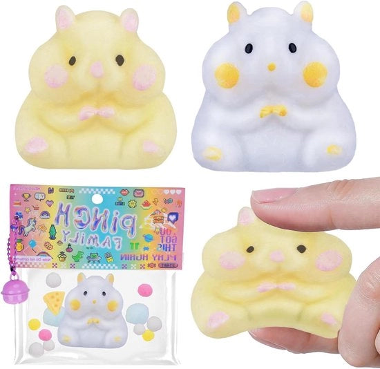Set 2 pezzi di giocattoli Squishy Hamster - Giocattoli hamster Cartoon per rilassamento Stress Relief giocattoli per la fidget Zintuiglijke giocattoli Regalo per bambini e adulti