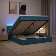 Letto Ottomano con Materasso e LED Blu scuro 160 x 200 cm 3457081