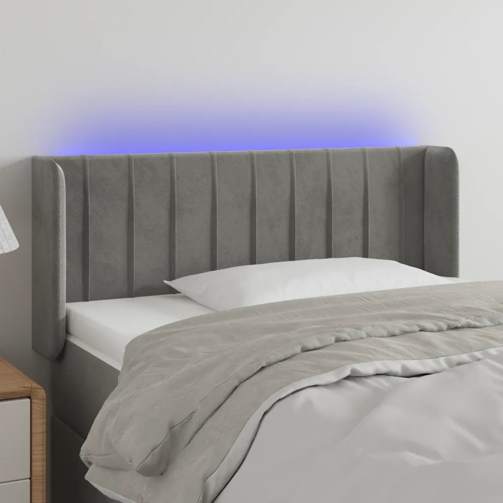 Testiera | Testata Grigio Chiaro a LED 103x16x78/88 cm in Velluto