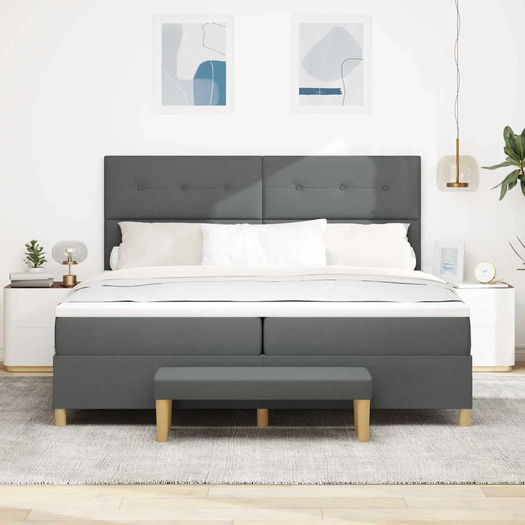 Letto a molle con materasso Grigio scuro 200 x 200 cm Tessuto 3344325