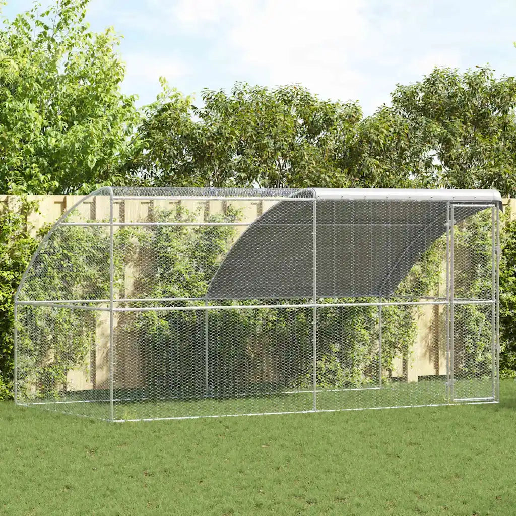 Gabbia per polli 2 pcs Argento 400 x 200 x 200 cm Acciaio e PE