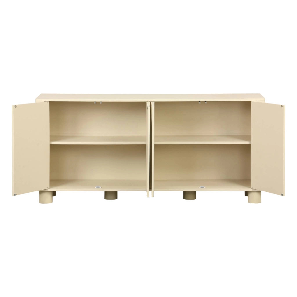 Credenza effetto legno di mango 4 ante, 155cm, beige